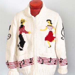 Mary Maxim How Down hand knit new wool sweater- women’s small